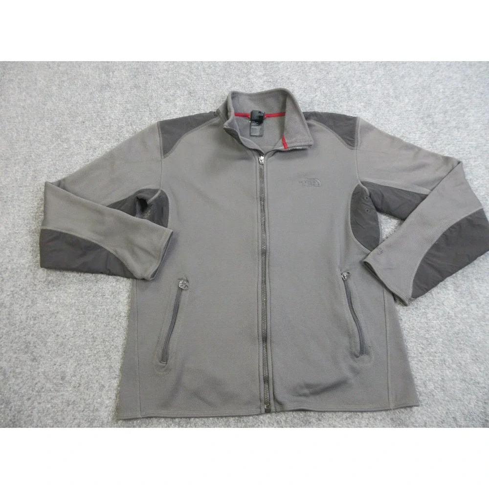 The North Face Jacket Mens Medium Gray TKA Stealth Full Zip Fleece Colorblock